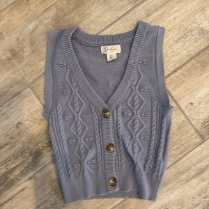 Jessica Simpson Light Blue/Purple Cable Knit Sweater Vest | XS | NWOT
